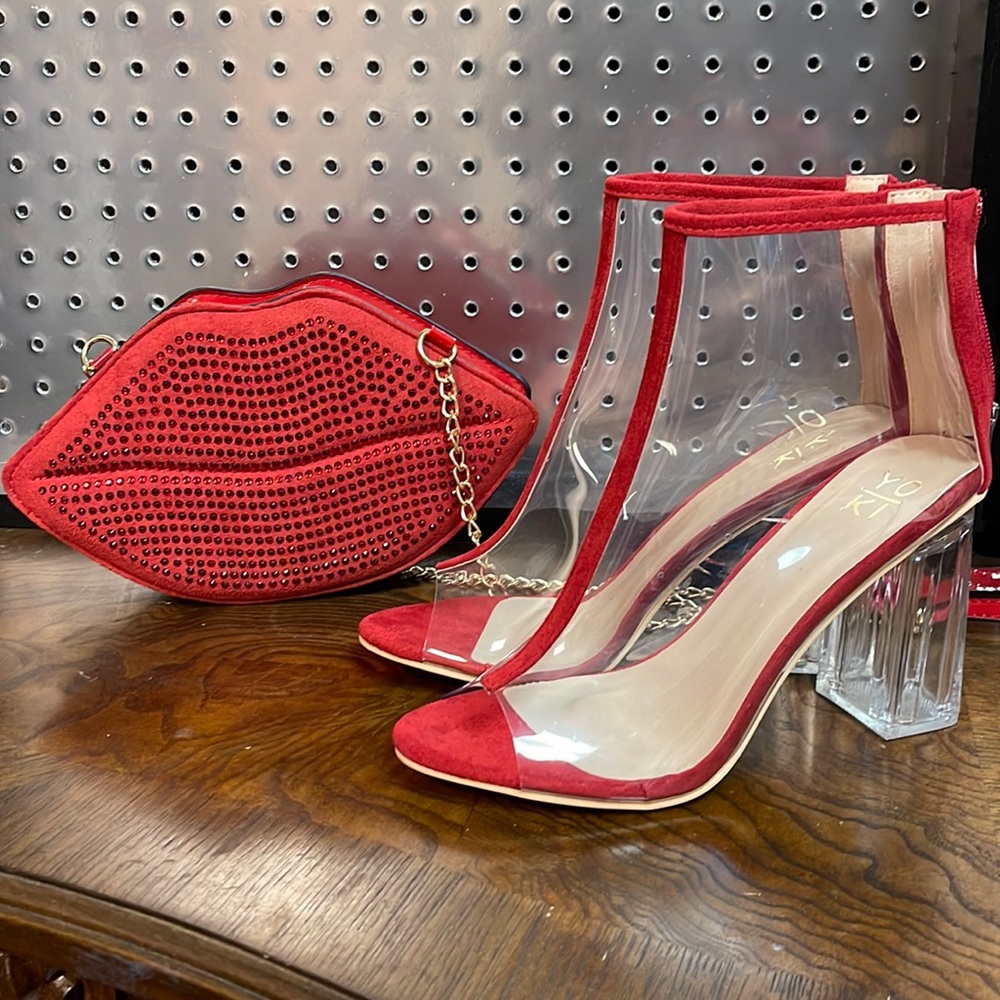 Heeled Ankle boots, and mini purse set